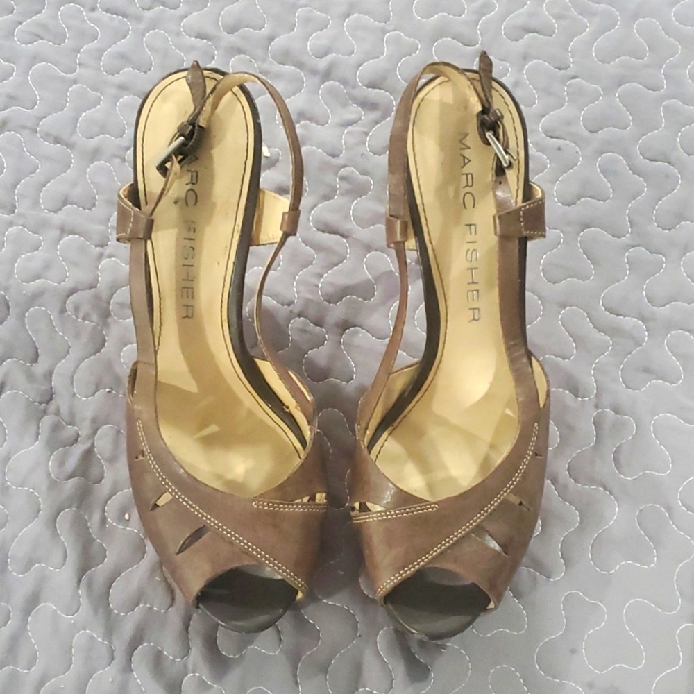 Marc Fisher brown, cork heels, size 7.5